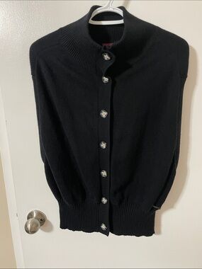 Left on Houston Black Button-Up Cotton Blend Vest Size Small